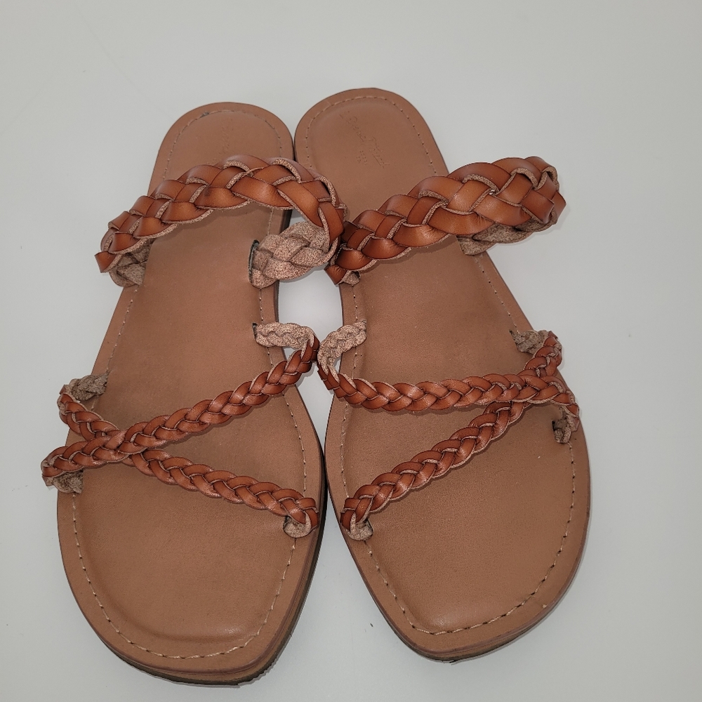 UNIVERSAL THREAD Braided Leather Slides Sandle Boho Western Cowgirl Size 9